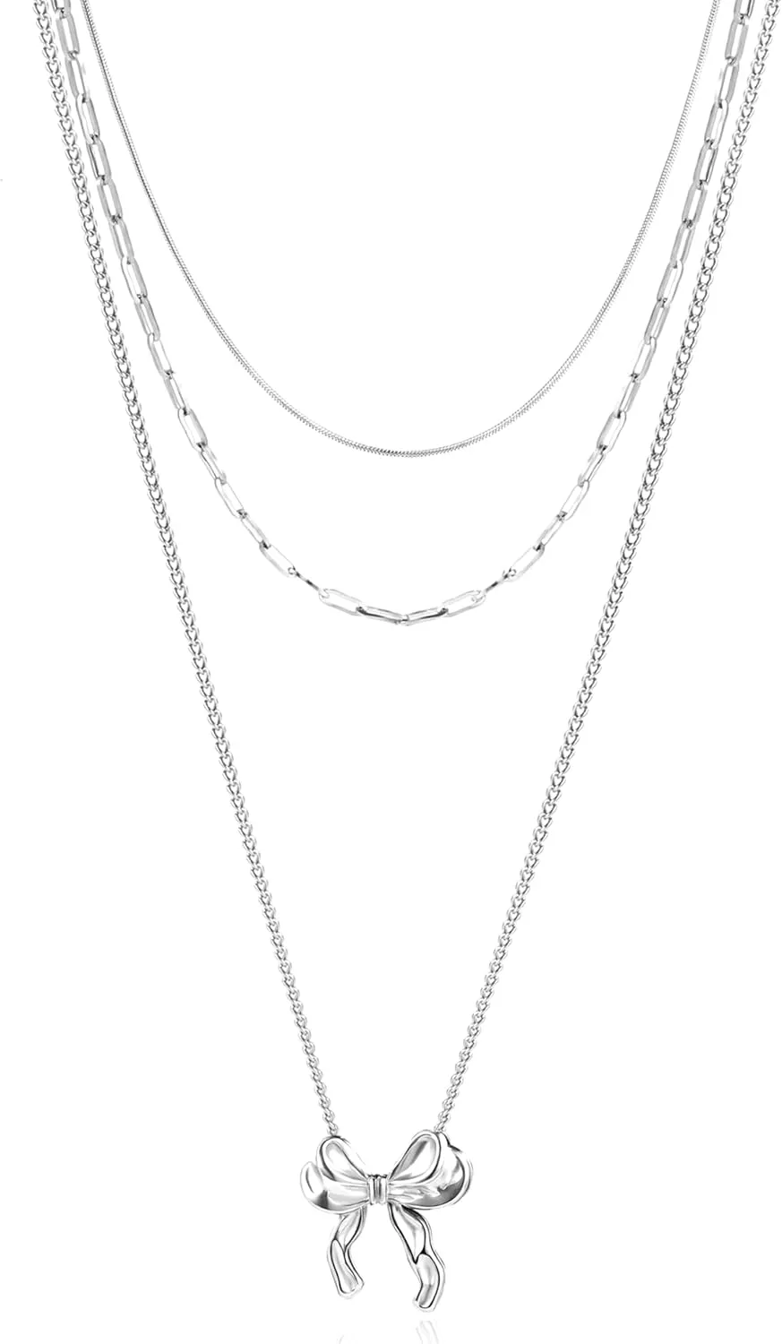 Bow Pendant Necklaces For Women Gold Layered Stack Dainty Waterproof No Tarnish Stackable Stylish Sophisticated Womens Necklaces