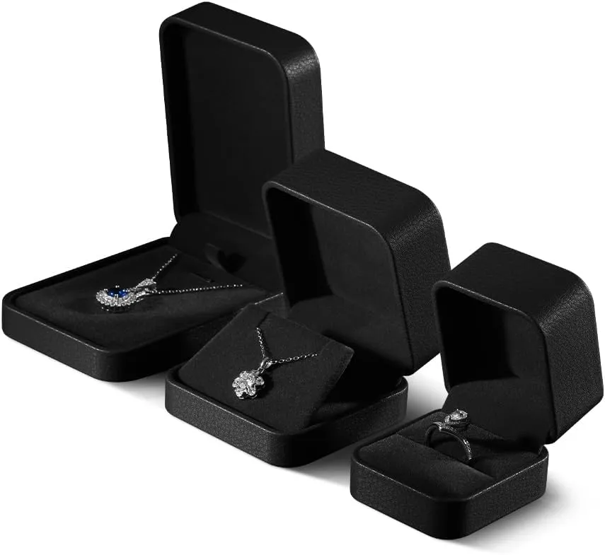 Bracelet Box, Leather Necklace Boxes For Jewelry Gift,Premium Mens Jewelry Box,Luxury Black Jewelry Box (Black)