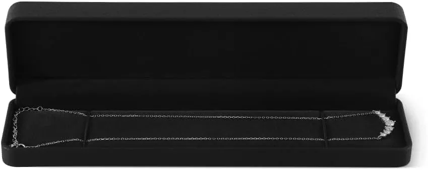 Bracelet Box, Leather Necklace Boxes For Jewelry Gift,Premium Mens Jewelry Box,Luxury Black Jewelry Box (Black)