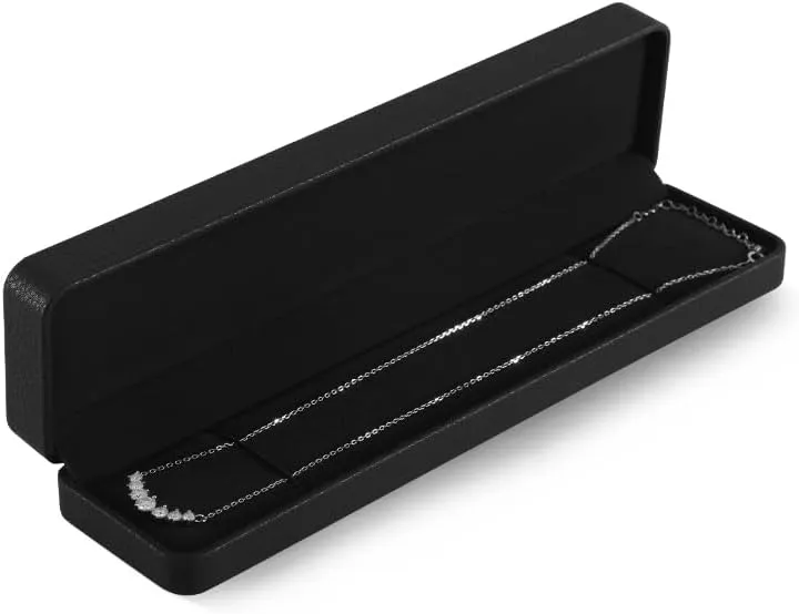 Bracelet Box, Leather Necklace Boxes For Jewelry Gift,Premium Mens Jewelry Box,Luxury Black Jewelry Box (Black)