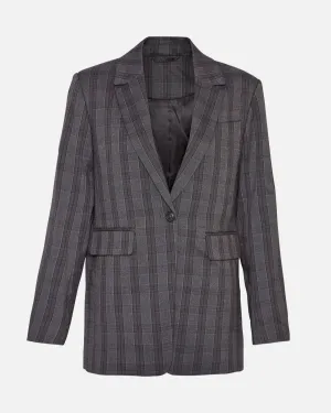 Calile Loose Blazer Check - Dark Grey