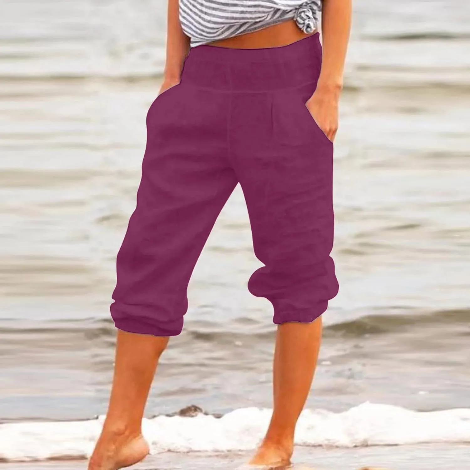 Capris for Women Loose Wide Leg Pants Cotton Linen Trousers Straight Pants Casual Pants Summer Pants for Women 2025