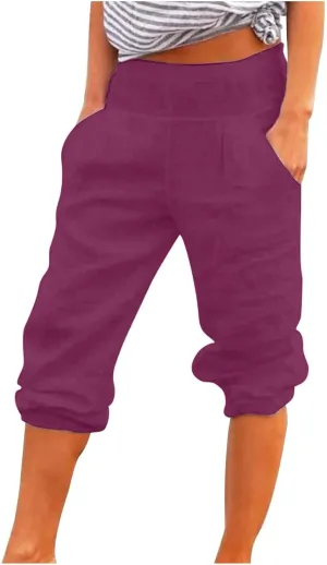 Capris for Women Loose Wide Leg Pants Cotton Linen Trousers Straight Pants Casual Pants Summer Pants for Women 2025