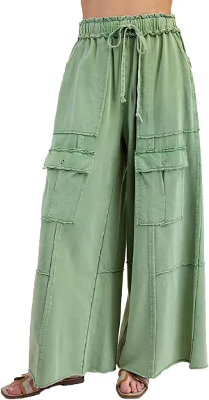 Cargo Jeans for Women Casual Baggy High Waisted Drawstring Wide Leg Jeans Lightweight Flowy Y2K Palazzo Pants with Pockets