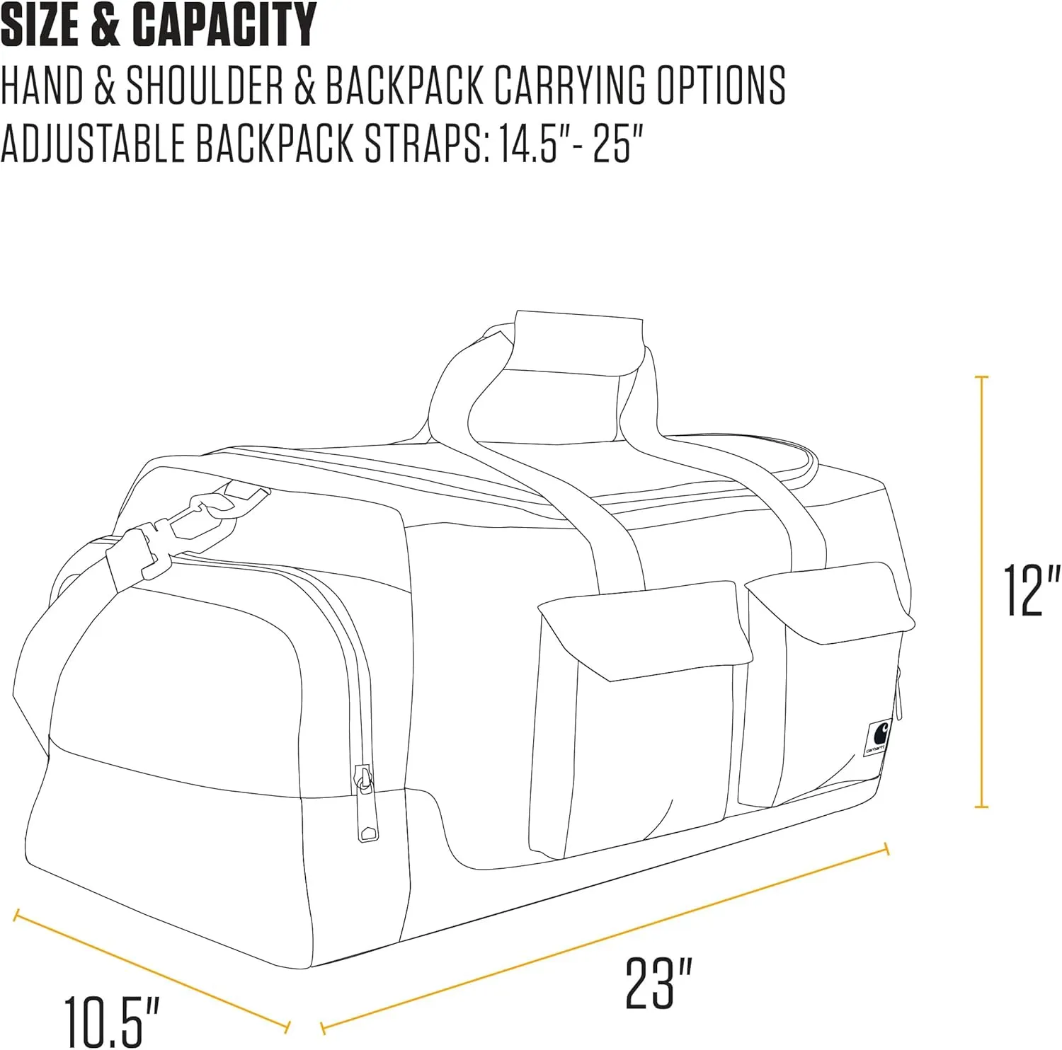 Carhartt 40l Utility Duffel, Heavy-Duty Gear Bag for Jobsite, Gym, & Travel