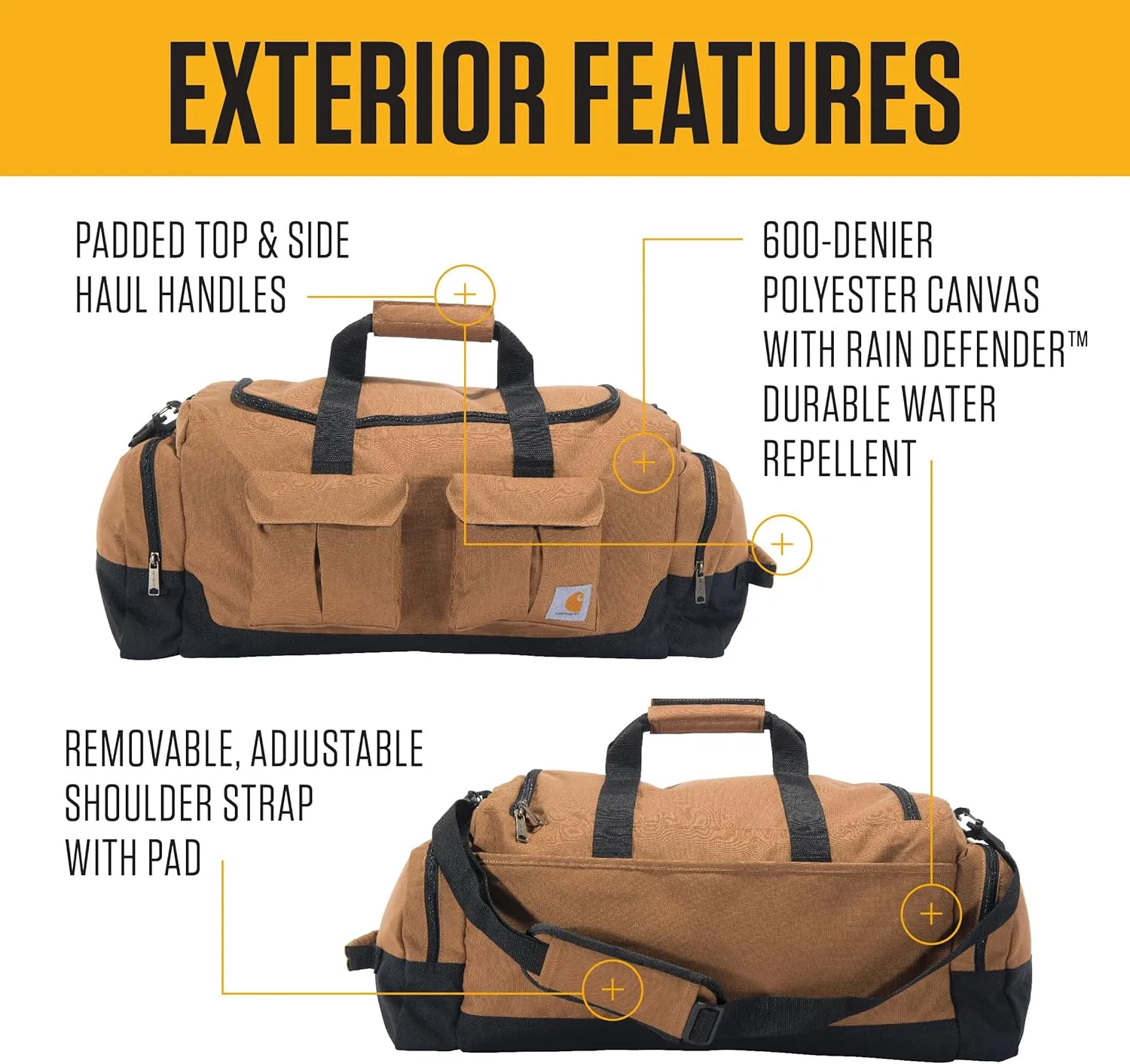 Carhartt 40l Utility Duffel, Heavy-Duty Gear Bag for Jobsite, Gym, & Travel