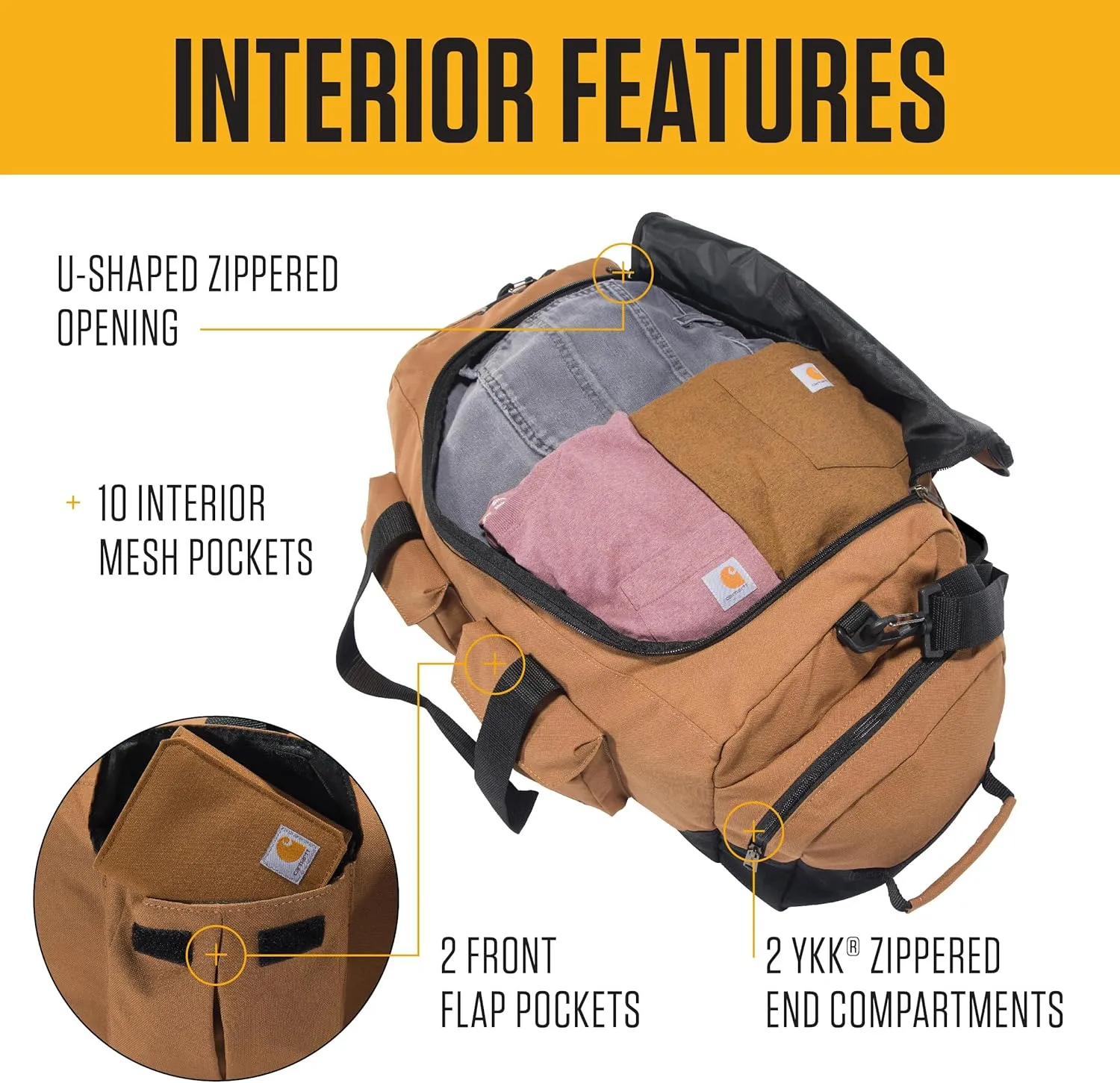 Carhartt 40l Utility Duffel, Heavy-Duty Gear Bag for Jobsite, Gym, & Travel