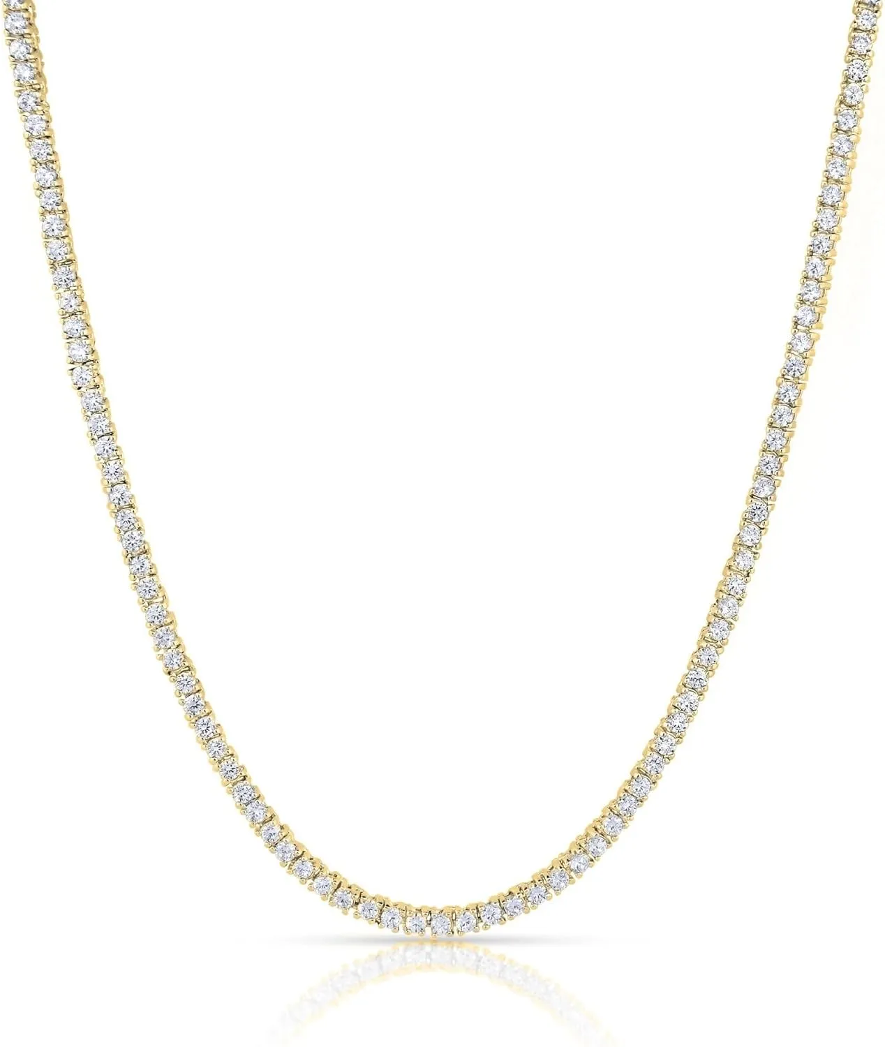 CAROVO Gold Necklace for Women,Dainty Gold Necklaces 14k Gold Plated Diamond Necklaces Cute CZ Solitaire Choker Necklaces for Women Simple Cubic Zirconia Pendant Necklace Trendy Jewelry Gifts
