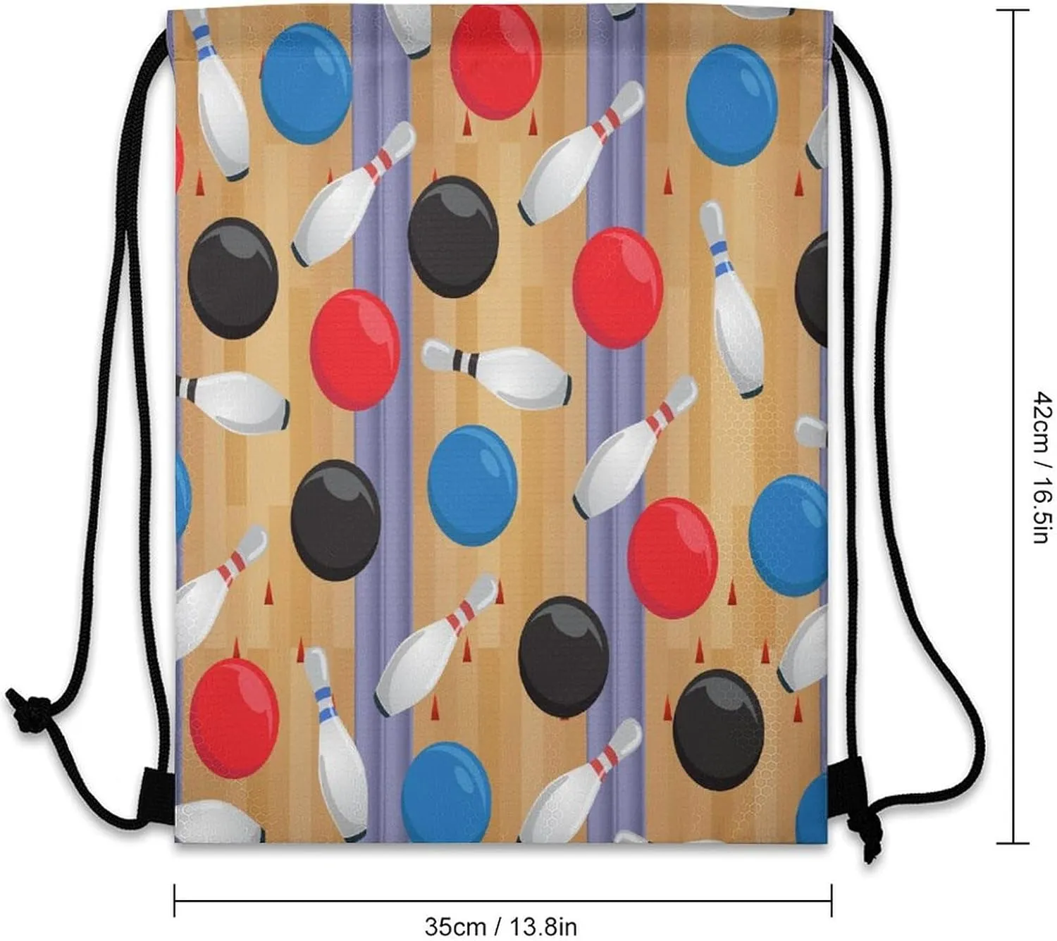 Cartoon Bowling Ball Drawstring Bags Drawstring Backpack For Gym Travel Hiking Camping
