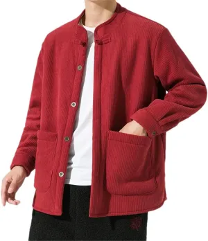 Chinese Traditional Clothing Padded Cotton Jacket Coat Autumn Winter Japanese Coat Men's Retro Tang Jacket