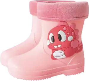 Classic Children Rainboots PVC Rubber With Fleece Children Water Shoes Rain Boots Kids Baby Water Shoes for Girls