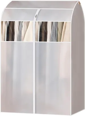Clear Garment Bags for Hanging Clothes, Clothes Cover with Zipper, Reusable PEVA Garment Rack Cover with a Clear Window, Dustproof and Waterproof, 2 Pieces(80 * 60 * 120cm)