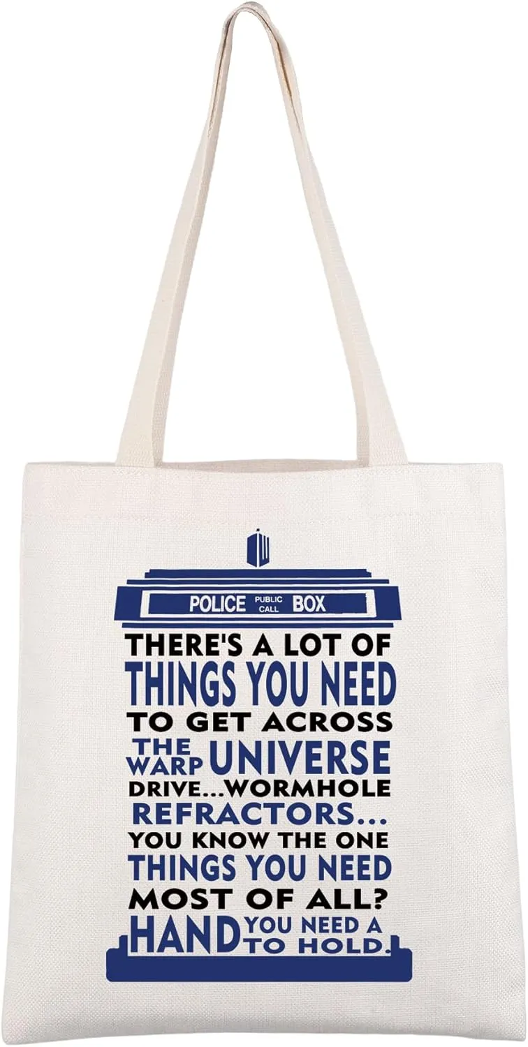 CMNIM Doctor Movie Inspired Dr Who Tote Bag Doctor Movie TV Show Lover Gift Police Box Novelty Shoulder Tote Bag for Fans