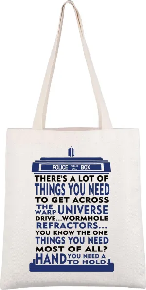 CMNIM Doctor Movie Inspired Dr Who Tote Bag Doctor Movie TV Show Lover Gift Police Box Novelty Shoulder Tote Bag for Fans