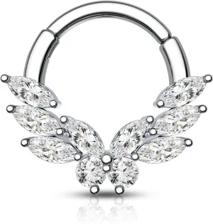 COCHARM Septum Rings, 16G Silver Septum Jewelry, Clear CZ Helix Daith Jewelry, Stainless Steel Rook Daith Piercing Jewelry