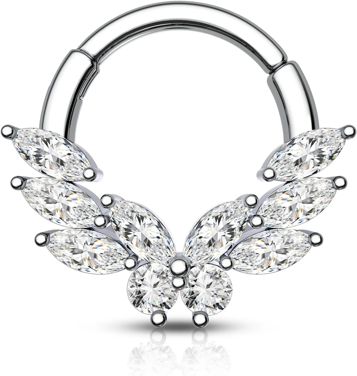 COCHARM Septum Rings, 16G Silver Septum Jewelry, Clear CZ Helix Daith Jewelry, Stainless Steel Rook Daith Piercing Jewelry