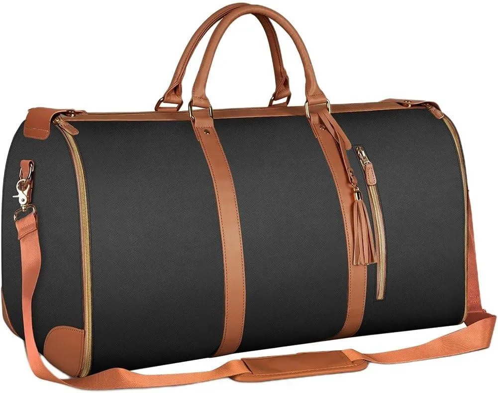 Convertible Carry on Garment Bag for Women, Leather Garment Bags for Travel 2 in 1 Hanging Suitcase Suit Bag for Women Travel Bags