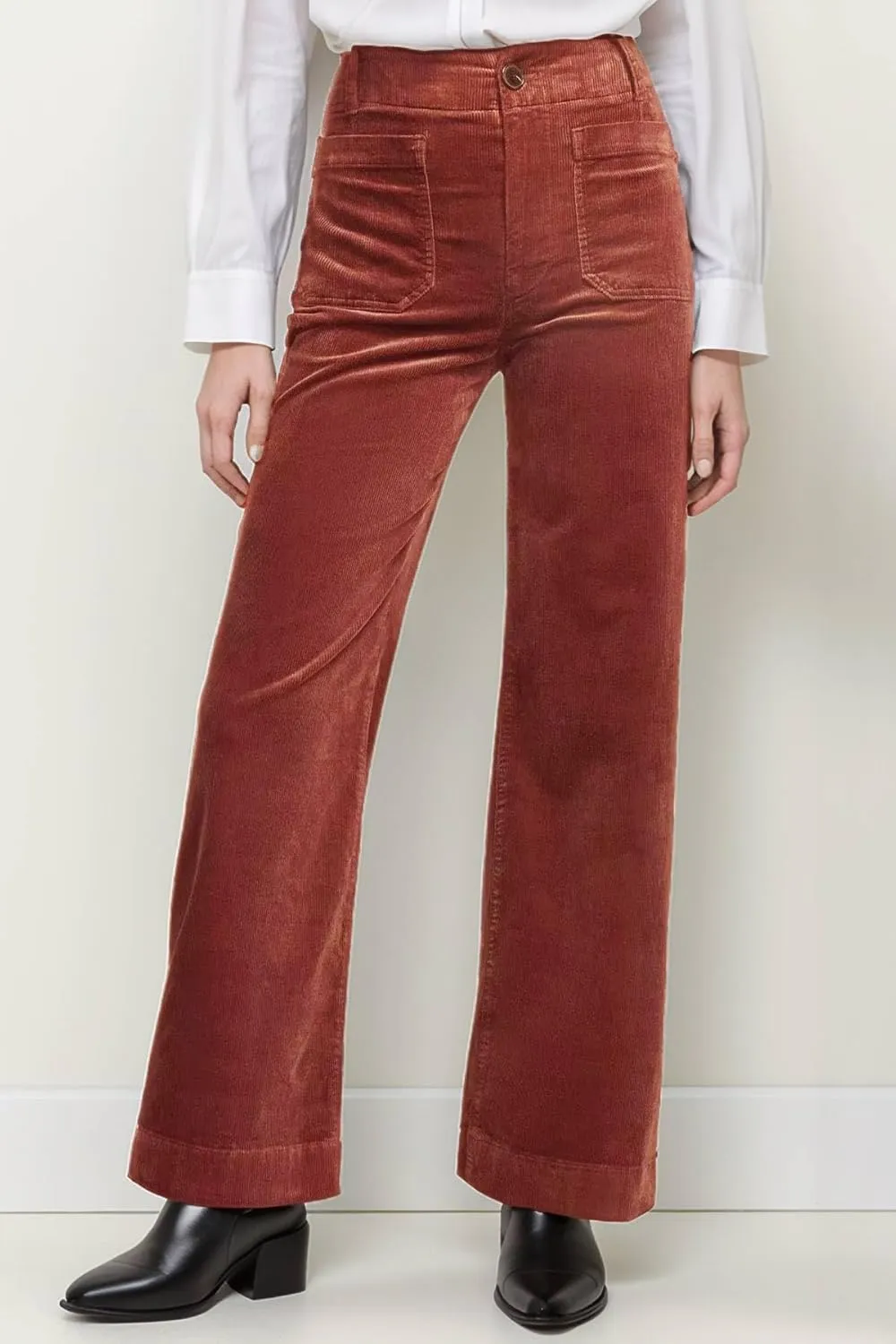 Corduroy Pants Women Elastic Waist Flare Pants Bell Bottom Business Casual Trousers Pants for Women