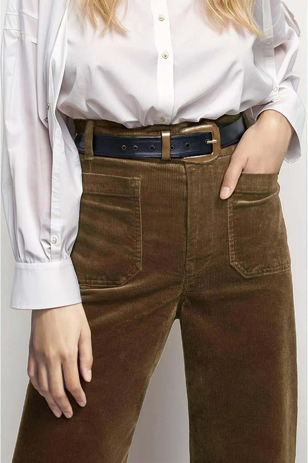 Corduroy Pants Women Elastic Waist Flare Pants Bell Bottom Business Casual Trousers Pants for Women