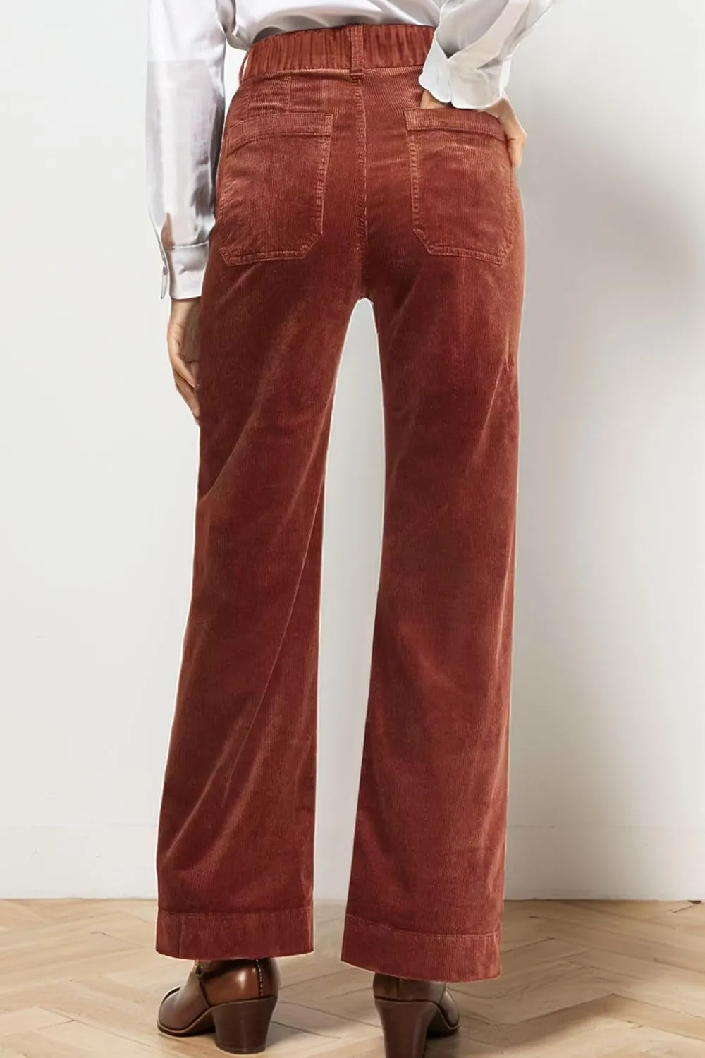 Corduroy Pants Women Elastic Waist Flare Pants Bell Bottom Business Casual Trousers Pants for Women