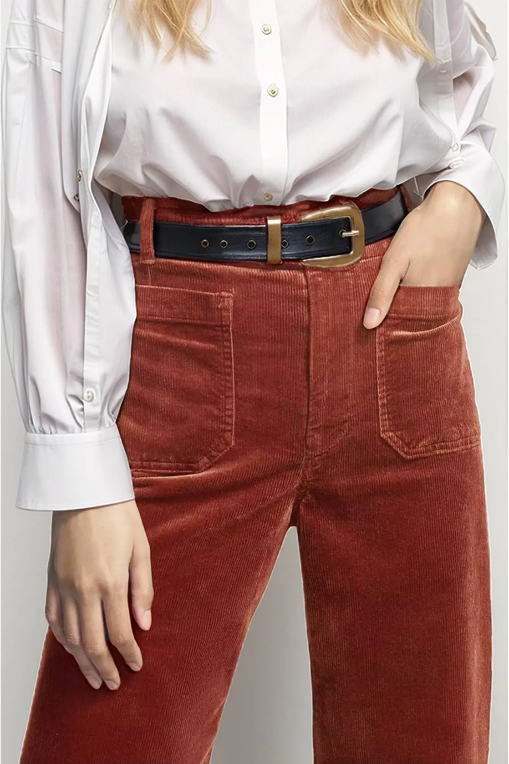 Corduroy Pants Women Elastic Waist Flare Pants Bell Bottom Business Casual Trousers Pants for Women