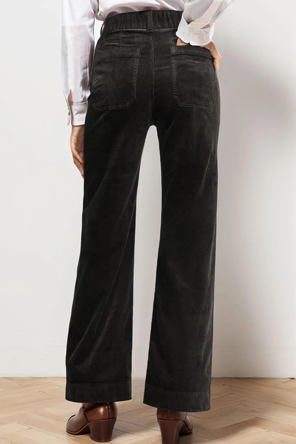Corduroy Pants Women Elastic Waist Flare Pants Bell Bottom Business Casual Trousers Pants for Women