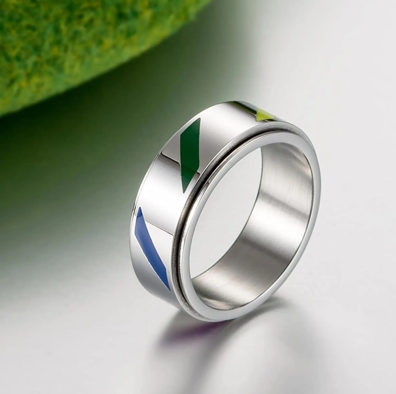 Couples Jewelry Silver Stainless Steel Rings, Couples Jewelry Rainbow