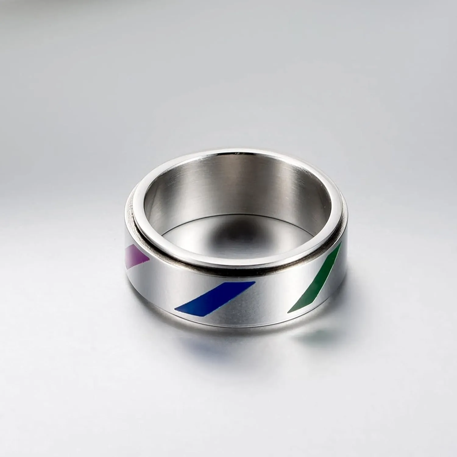 Couples Jewelry Silver Stainless Steel Rings, Couples Jewelry Rainbow