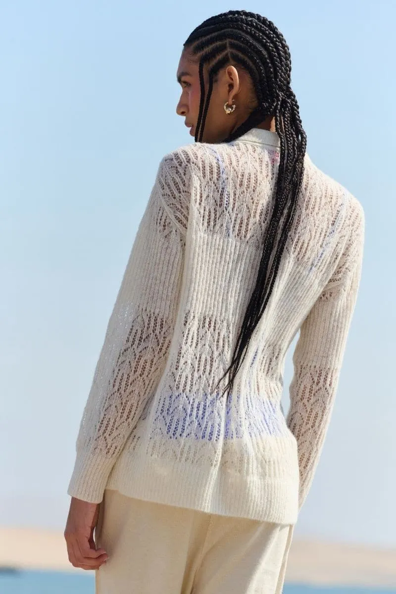 CREAM ARAÑITA COLLARED CARDIGAN