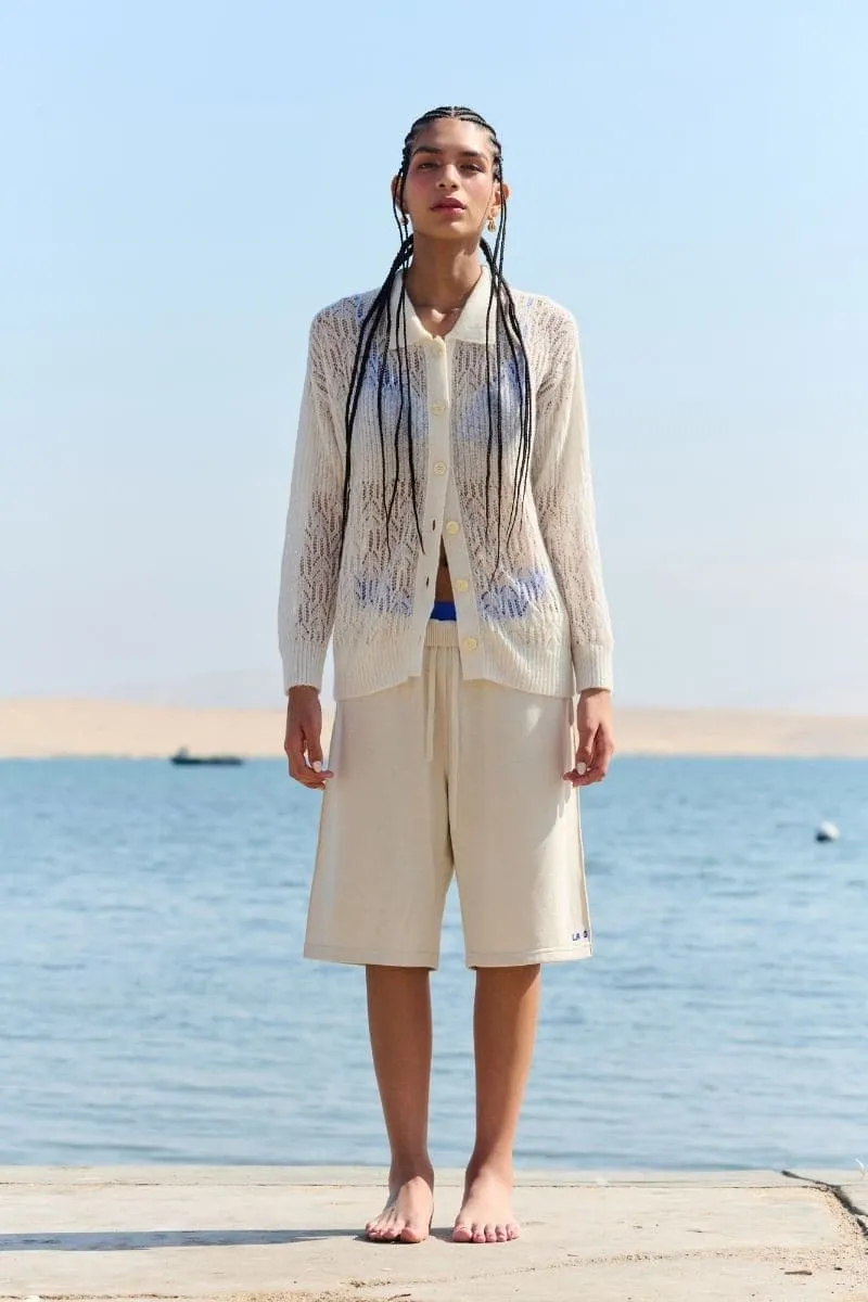 CREAM ARAÑITA COLLARED CARDIGAN