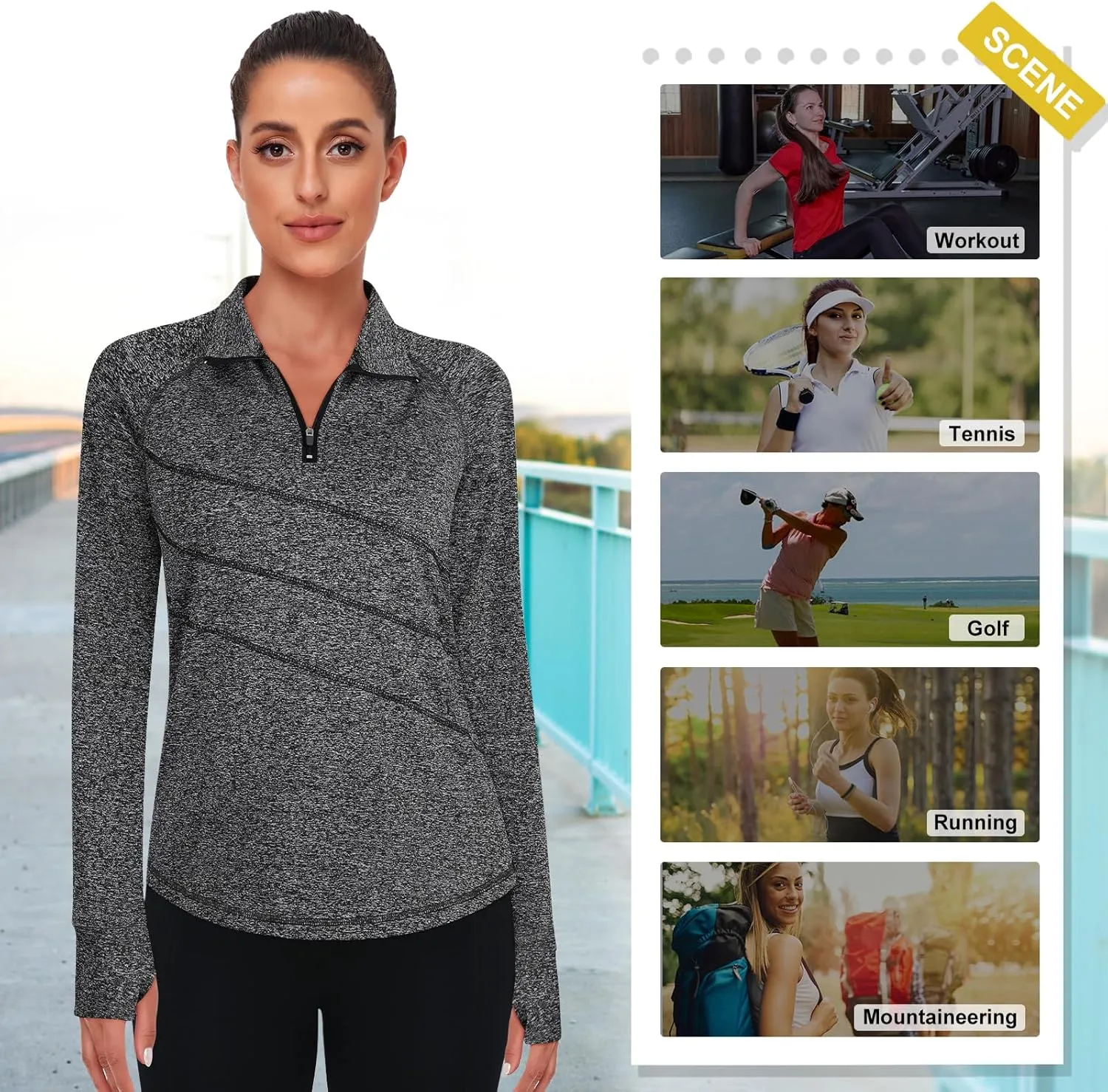Cucuchy Womens V Neck Golf Polo Shirts Moisture Wicking Sports Workout Tops