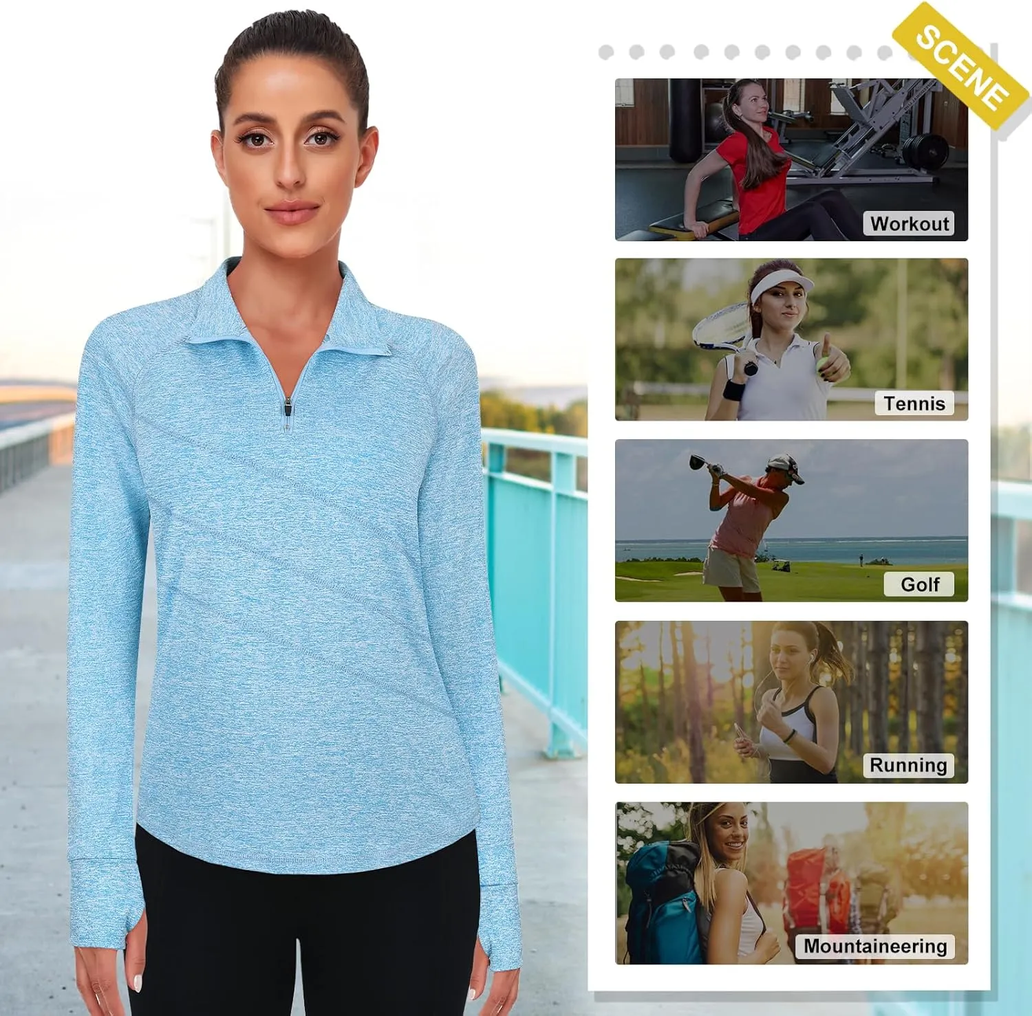 Cucuchy Womens V Neck Golf Polo Shirts Moisture Wicking Sports Workout Tops