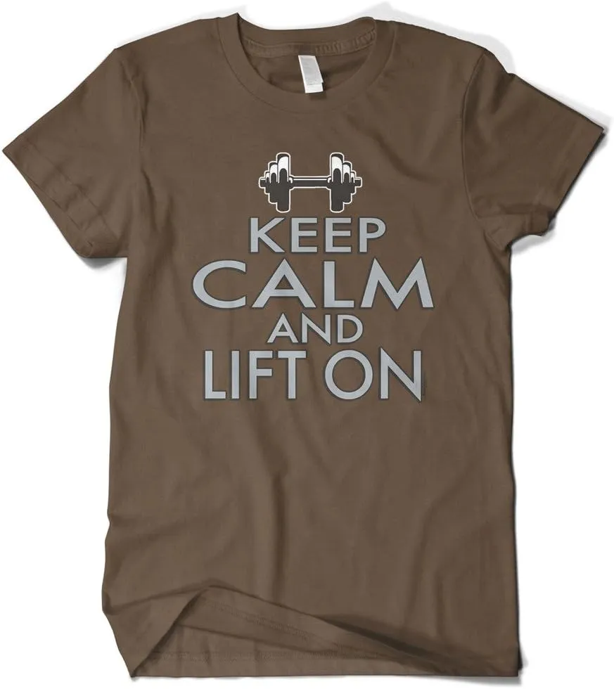 Cybertela Men's Keep Calm and Lift On, Funny Workout Gym T-Shirt