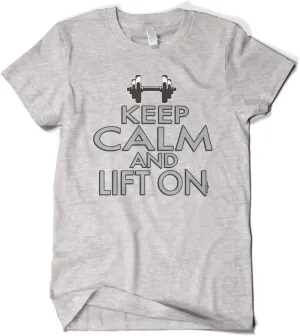 Cybertela Men's Keep Calm and Lift On, Funny Workout Gym T-Shirt
