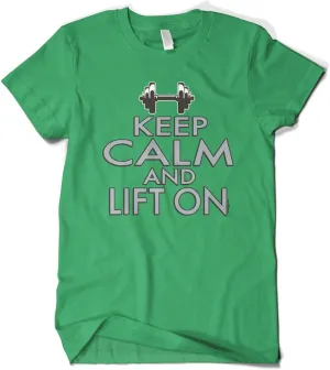 Cybertela Men's Keep Calm and Lift On, Funny Workout Gym T-Shirt