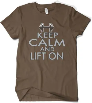 Cybertela Men's Keep Calm and Lift On, Funny Workout Gym T-Shirt
