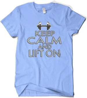 Cybertela Men's Keep Calm and Lift On, Funny Workout Gym T-Shirt