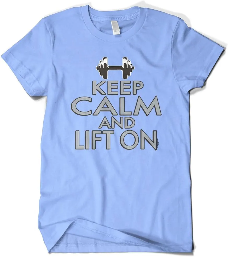 Cybertela Men's Keep Calm and Lift On, Funny Workout Gym T-Shirt