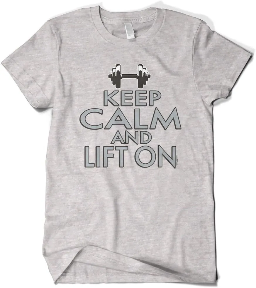 Cybertela Men's Keep Calm and Lift On, Funny Workout Gym T-Shirt