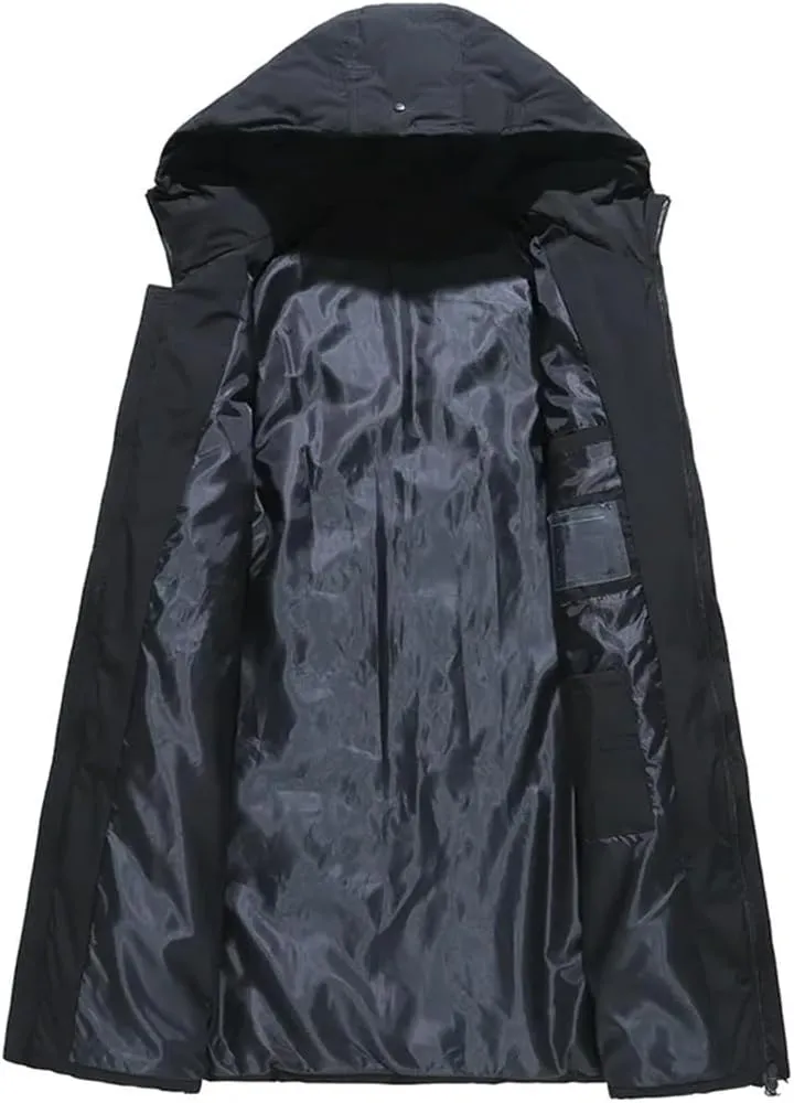 DBFBDTU Men's Long Down Jackets Outwear Coats Hooded Casual Thick Warm Parkas Male Outdoor Cotton Padded Parkas