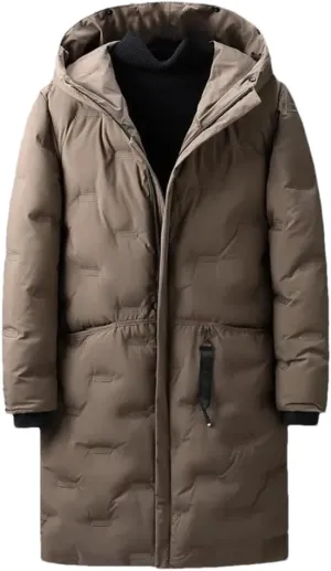 DBFBDTU Men's Long Down Jackets Outwear Coats Hooded Casual Thick Warm Parkas Male Outdoor Cotton Padded Parkas