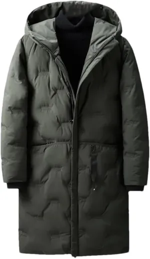 DBFBDTU Men's Long Down Jackets Outwear Coats Hooded Casual Thick Warm Parkas Male Outdoor Cotton Padded Parkas