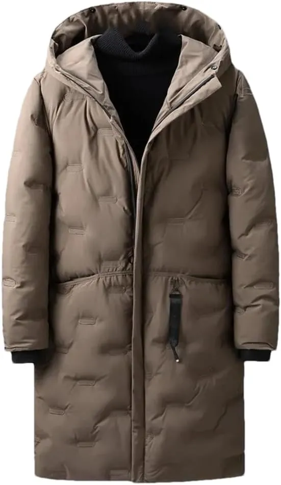 DBFBDTU Men's Long Down Jackets Outwear Coats Hooded Casual Thick Warm Parkas Male Outdoor Cotton Padded Parkas