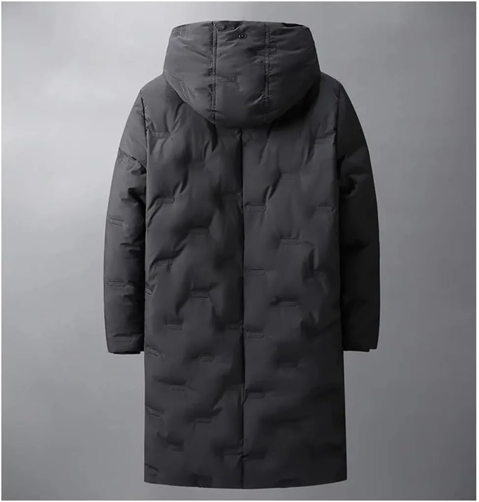 DBFBDTU Men's Long Down Jackets Outwear Coats Hooded Casual Thick Warm Parkas Male Outdoor Cotton Padded Parkas