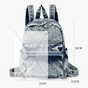 Denim Backpack Fashion Daypack Shoulder Bag, Chic y2k Grunge Canvas Bookbag Women Men Trendy Design Daily Hiking Travel (Cowboy blue)