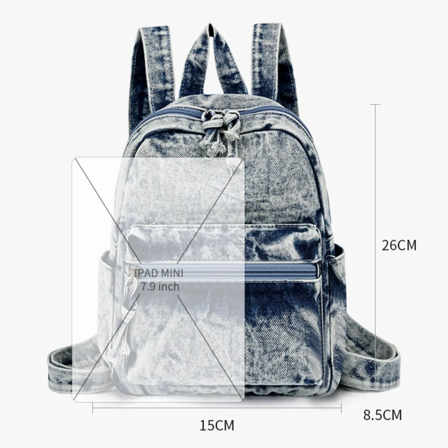 Denim Backpack Fashion Daypack Shoulder Bag, Chic y2k Grunge Canvas Bookbag Women Men Trendy Design Daily Hiking Travel (Cowboy blue)