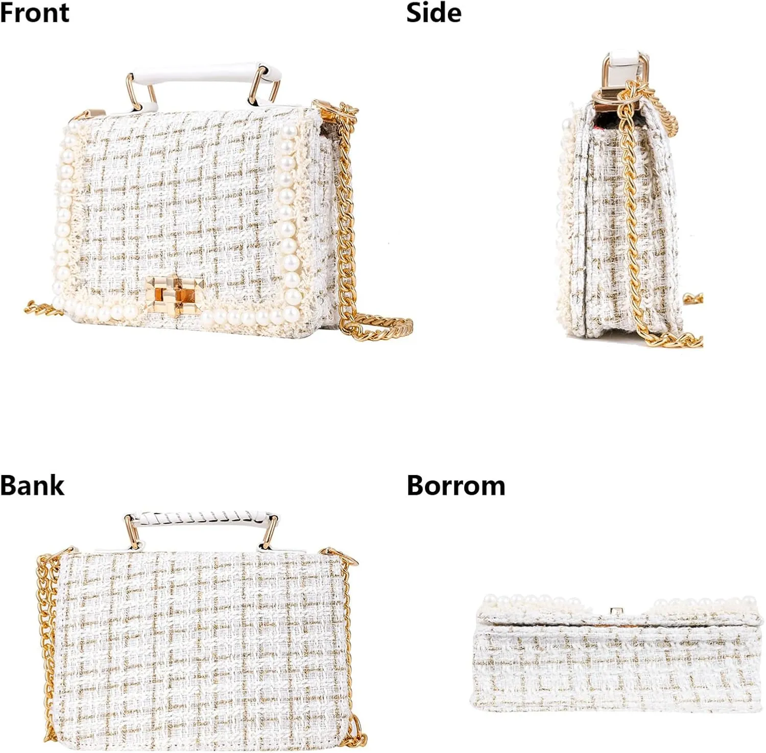 Designer Crossbody Bags for Women Leather Quilted Shoulder Tweed Purses Clucth Small Top Handle Handbag Evening Bags