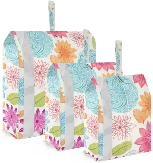 DOMIKING Colorful Flowers Packing Cubes for Travel Luggage Organizer Hanging Packing Bag for Clothes Carry On Suitcase Set of 3