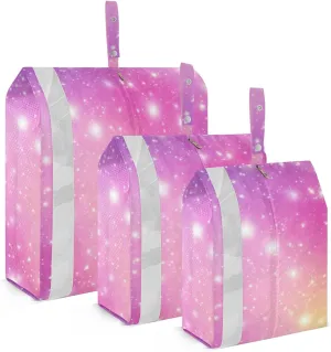 DOMIKING Fashion Rainbow Packing Cubes for Travel Luggage Organizer Hanging Packing Bag for Home Vacation Set of 3