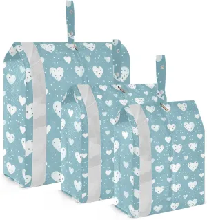 DOMIKING Hearts Blue Packing Cubes for Travel Luggage Organizer Hanging Packing Bag for Clothes Carry On Suitcase Set of 3